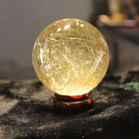 新到货高品质美丽的婚礼礼物为女孩装饰自然 rutilated 能量水晶球 - 