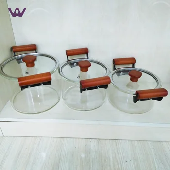 New Design Borosilicate Clear Glass Cooking Pot Cookware Set With