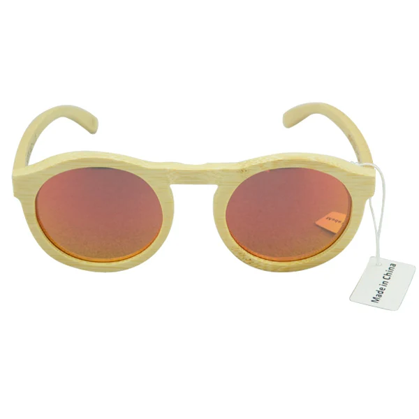

Fashional round frame wooden bamboo sunglasses in stock