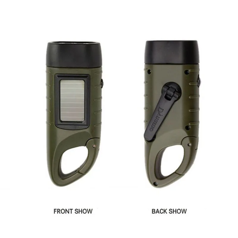 

Cmart 2018 top sell 3LED solar dynamo mini solar hand crank flashlight, Army green