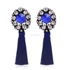 2017New Model Design Pictures Fashion Vintage Sapphire Earrings Handmade Silk Thread Tassel Earrings