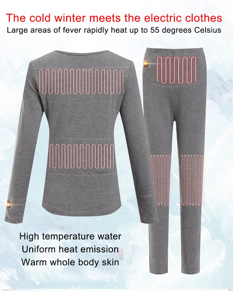 
Smart battery electric heated clothing carbon fiber heating warm clothing suit long underwear 