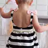 SEVWEN 2018 Preppy Style Kids Dresses stripe Fashion O-neck backless Ruffles Baby Girl Dress