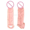 Penis Extender Sheath Scrotum Testicles Ring Prolong Ejaculation Length Girth Enhancer Longer Cock Enlargement Sleeve Reusable