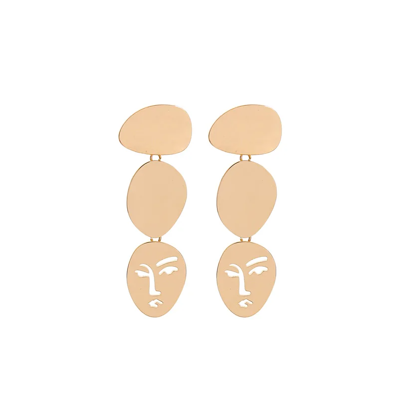 

ed02089d Amazon Hot Selling Ins Style Hot Gold Color Simple Irregular Minimal Subject Face Geometric Earrings