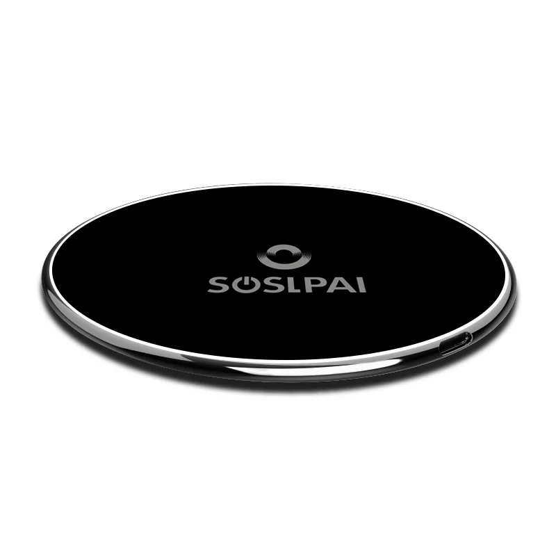 

2018 new design fast wireless charging 10W black round shape qi wireless charging