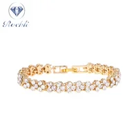 

Factory Price Brass 18K Gold Plating White Cubic Zirconia Silver Diamond Flower Jewelry Bracelet