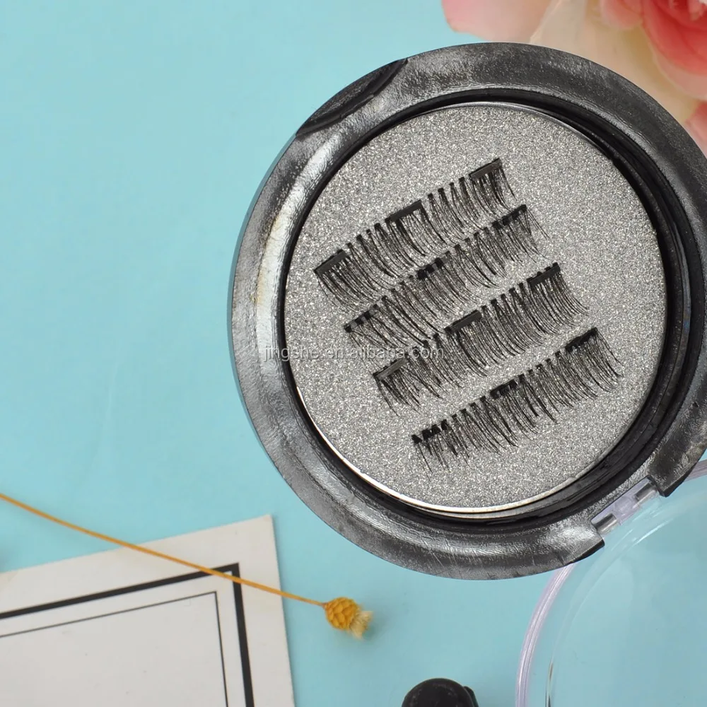 

new arrival hand made silk magnet false eyelashes 3D magic reusable magnetic eyelashes, Black