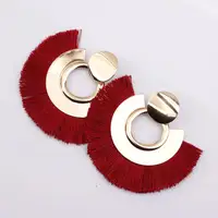 

New fashion national wind circle tassel earrings, female personality temperament wild simple pendant stud earrings