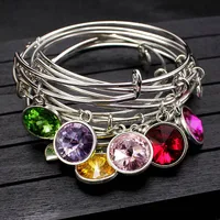 

Faddish Good luck Expandable Birthstone Silver Plated Bangle Bracelets For Best Friend Birthday Gifts Bangle Simple