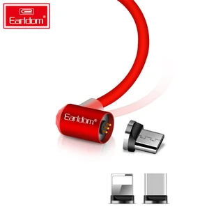 Earldom  Elbow 90 Degree 3 in 1 USB Date Cable magnetic charging line elbow magnetic Charge Light LED For iPhone Android Type C