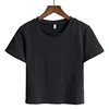Cheap Wholesale Custom 95% Cotton 5% Elastane Fitted Short Sleeve Crop T Shirt