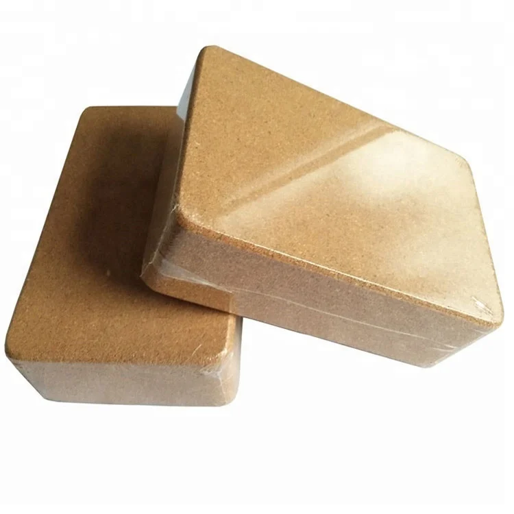 

9"*6"*3"wholesale eco friendly premium custom private label props yoga blcoks wooden cork yoga block, Natural