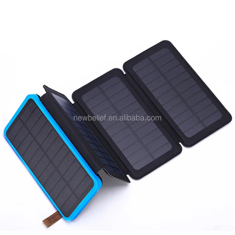 

100% Full Charging by Sunlight solar power bank 20000mah Foldable Power Bank Solar Cell Dual USB Solar Power Bank, Blue, green, orange, white