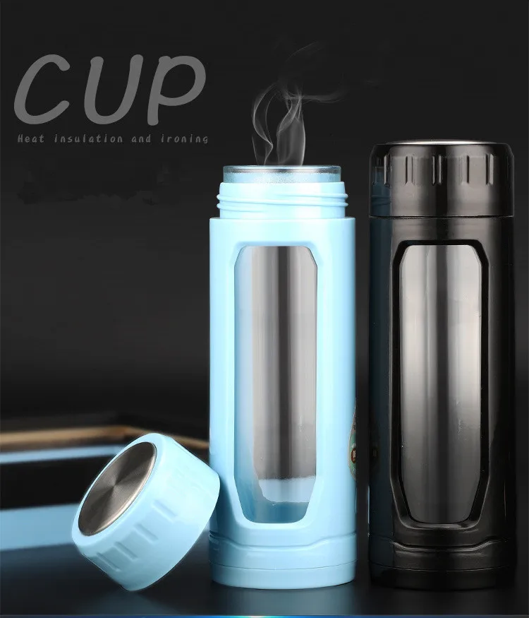 Multi-function 400 ML Double Wall Glass Bottle With Plastic Package, Glass Water Bottle For Gift