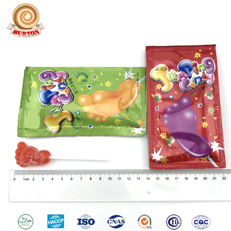 Fruity Assorted Flavors Foot Shaped Lollipop With Strong Magic Popping