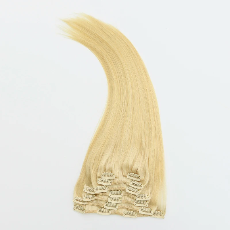 

XDhair grams 8pcs per bag colour 613 bleach blonde wholesale price double drawn clip in European human hair extensions, In stock color: 1,1b,2,4,6,8,18,27,613,60. other colors can customize