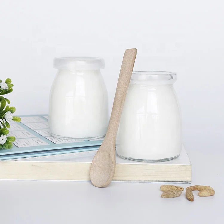 

150 ML 200 ML Round Glass Pudding Yogurt Jar with Plastic Food Safety Cover, Clear
