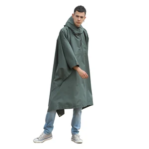 Image of Adults polyester reusable rain poncho for man out wear 100% waterproof raincoat poncho army green