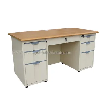 High Quality Double Side Drawers Steel Office Desk With Mdf Top