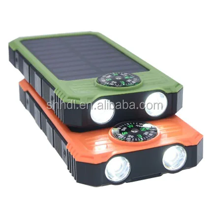 

Hot Sale Solar Power Bank Mobile Charger 10000mah Power Bank with Strong Flashlight Compass