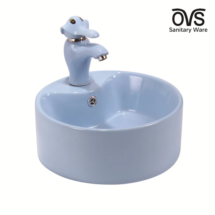 Color Small Mini Kids Wash Basin Ceramic Washing Basin For Children