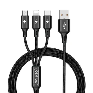 3-in-1 Nylon Braided USB Charging Cable