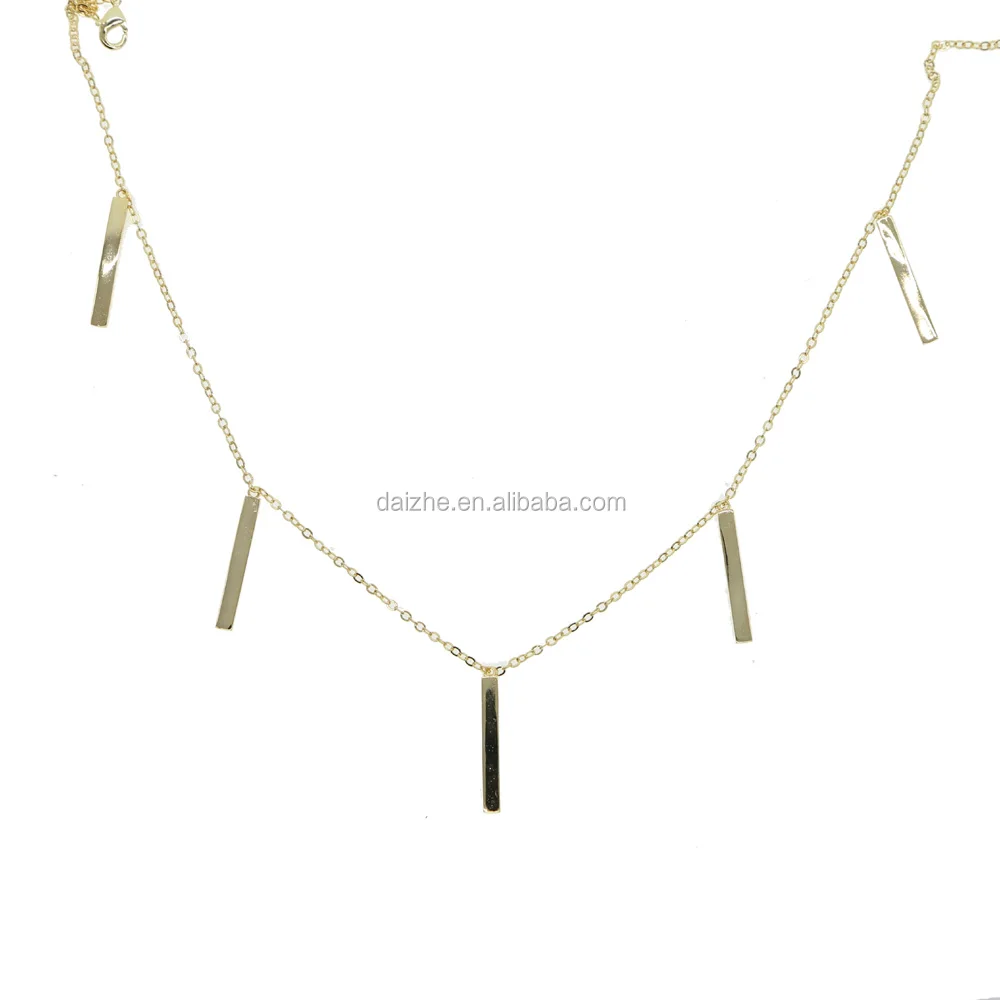 

2021 fashion white gold women bar dangle charm necklace wedding mulity charm pendant necklace, Black