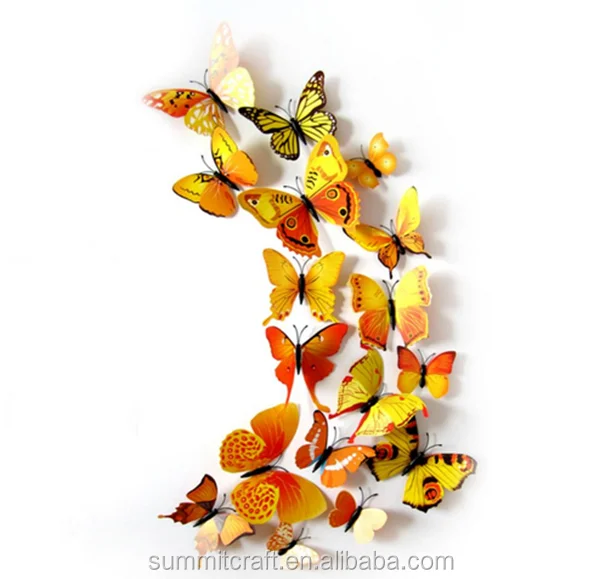 

Yellow butterfly wall sticker,wholesale butterfly set