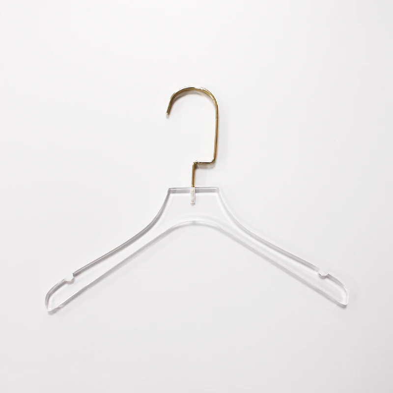 

Custom clear acrylic coat skirt wedding dress hanger display hangers with wide hook for garment clothes stores logo printing