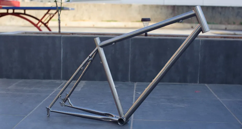brushed steel bike frame