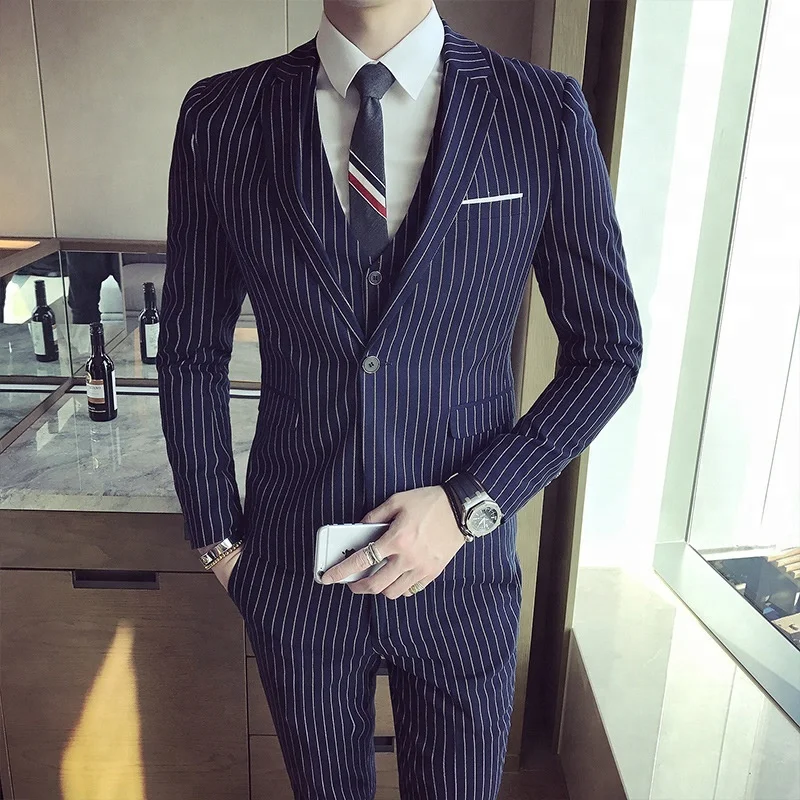 

England style Coat vest pant suit 2018 stylish men's formal business blazer, Black;grey;navy