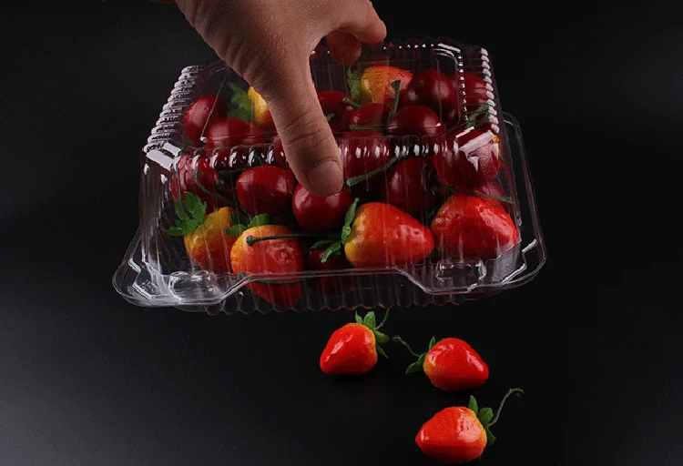 1000 gram PET transparent clamshell plastic food packaging box disposable 