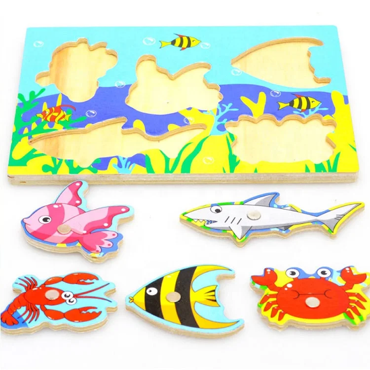 
Kid Children Educational Interesting Wooden Magnetic Fishing Game Jigsaw Puzzle Toy 