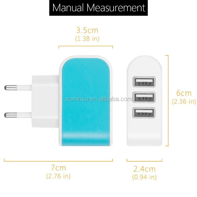 Wholesale portable Candy Color LED Light Wall Home Travel AC Power Adapter 3 Ports USB Charger For iPhone 6 6Plus Samsung