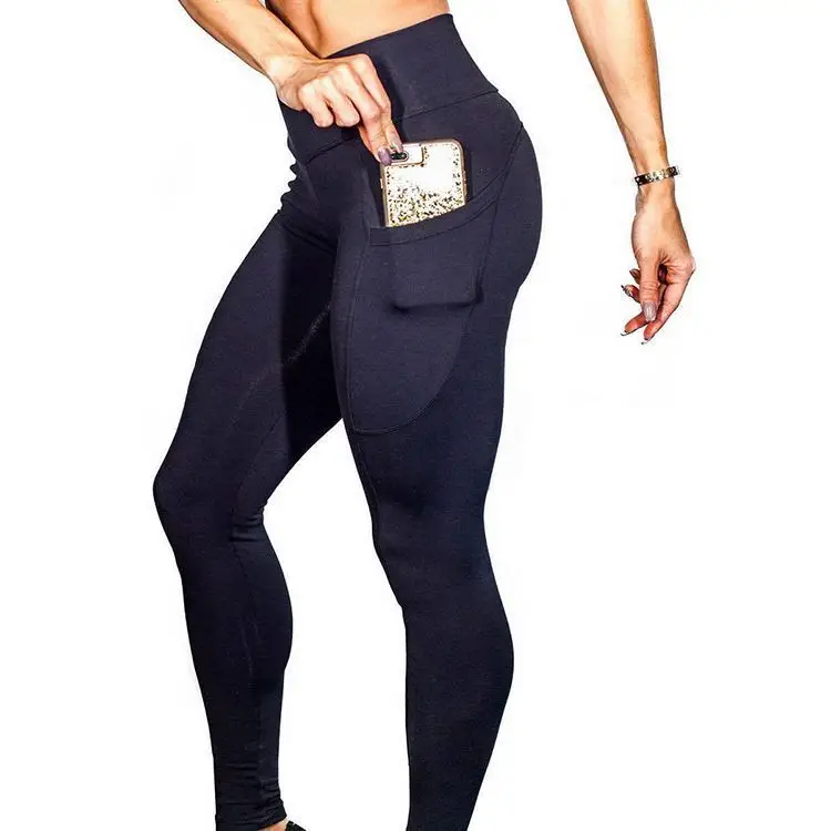 

New Yoga Fitness Pants Stretch Tight Running Leggings Women Sports Leggings With Pocket, As picture