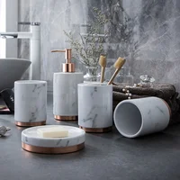 

Marble Effect Metal Base 5 Pcs Ceramic Accessories Bathroom Set