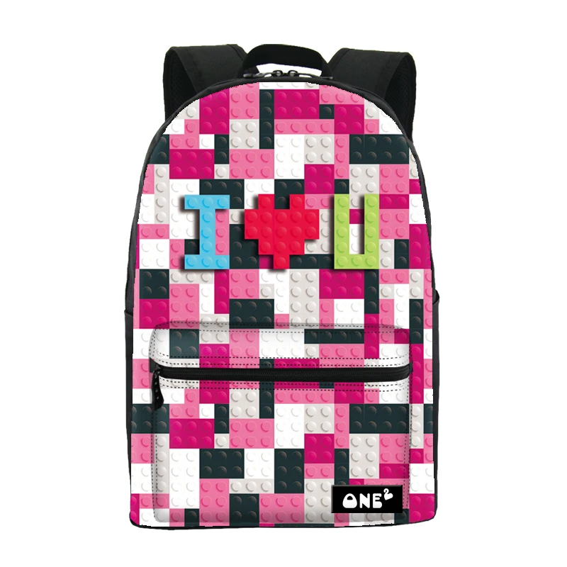 

ONE2 design building block light color school laptop girls bag backpack, Customized