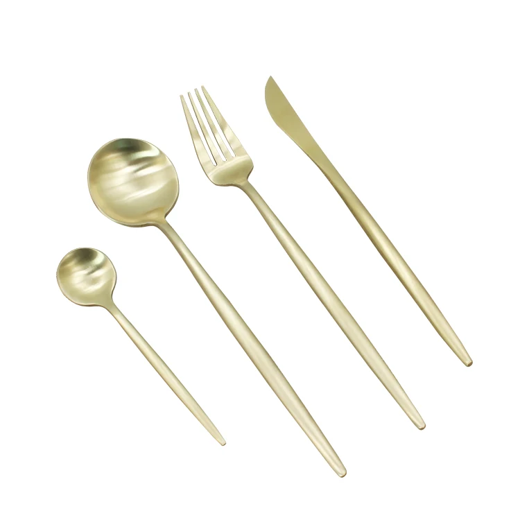 

Jieyang royal 18/10 mirror polish champagne plated stainless steel cutlery/flatware forks and spoon set, Rainbow, but can customize