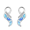 hainon wholesale Cute Opal Earrings Fashion Women Wedding Party handmade Jewelry Birthday Gift Stud white and blue opal Earrings