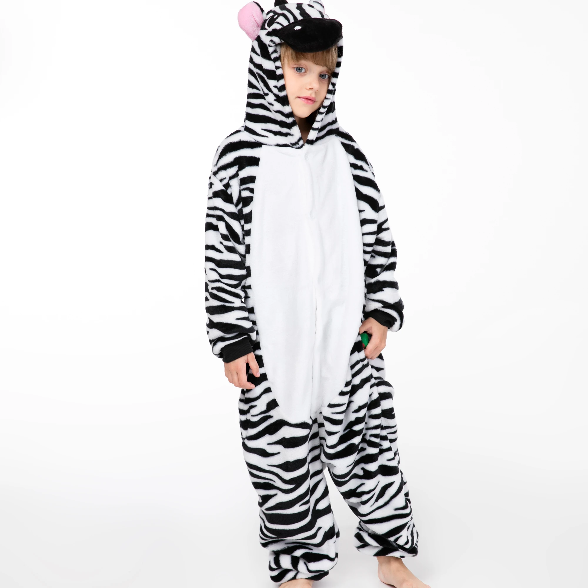 

Wholesale Zebra Kigurumi Onesie pajamas/Costume Flannel Onesie Pajamas, Picture