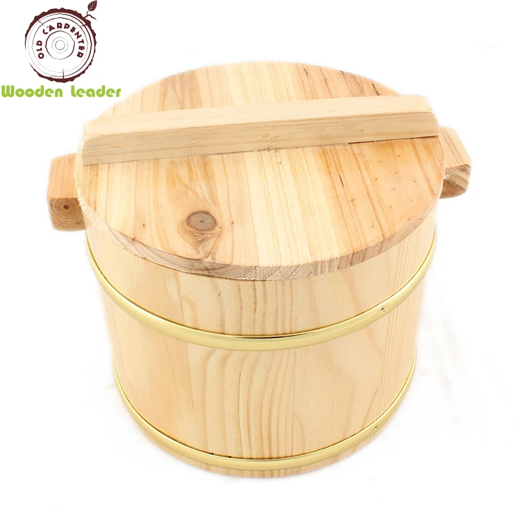 

Fashional Restaurant Wood Lunch Tray Customized Round Wood Rice Bucket