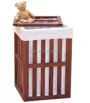 wooden laundry hamper