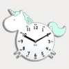 Non-Ticking, Silent,Modern, Clean, Cute Unicorn shape wall clock for home decorative
