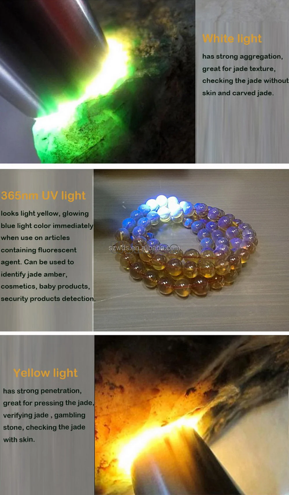 Jewelry Gemstone Appraisal Light Jade Flashlight 4 Light Sources LED Flashlight