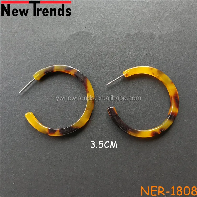 

Geometric shape acetie acid jewelry tortoise shell women's circle acetate earring stud, Multi/gold any colors are avalable