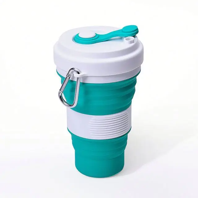 

Silicone collapsible travel sucker suction cup,folding camping sippy cup with lids measuring drinking foldable coffee mug, Green ,orange ,grey ,blue, fruit green and customized