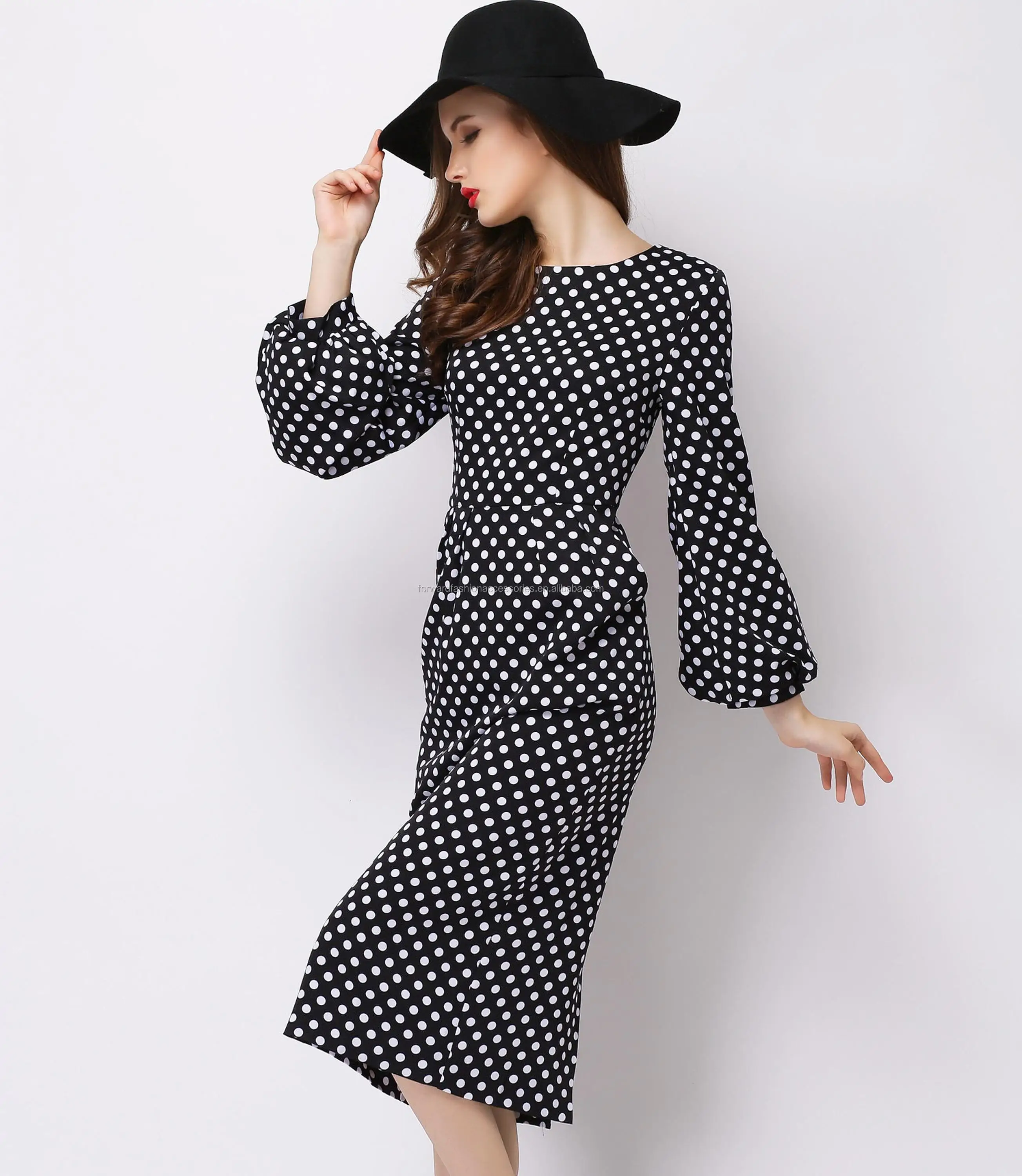 fitted polka dot dress