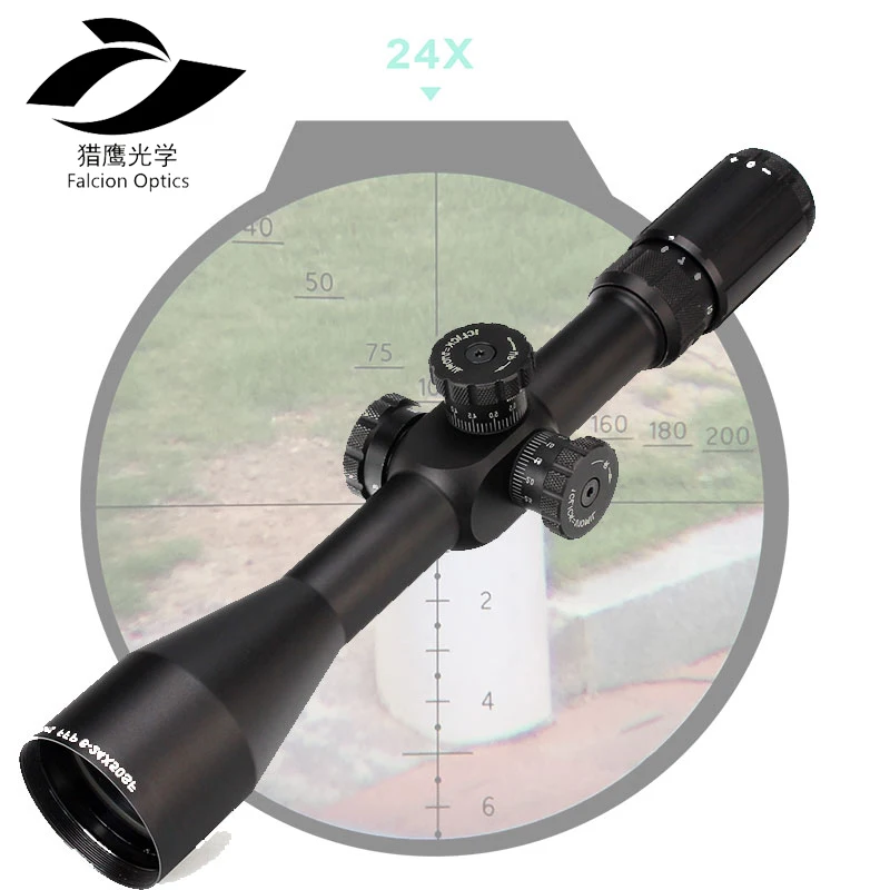 

Tactical Hunting FFP 6-24X50 SF First Focal Plane Scope Side Parallax Glass Etched Reticle Lock Reset Scope Optical Riflescope, Balck