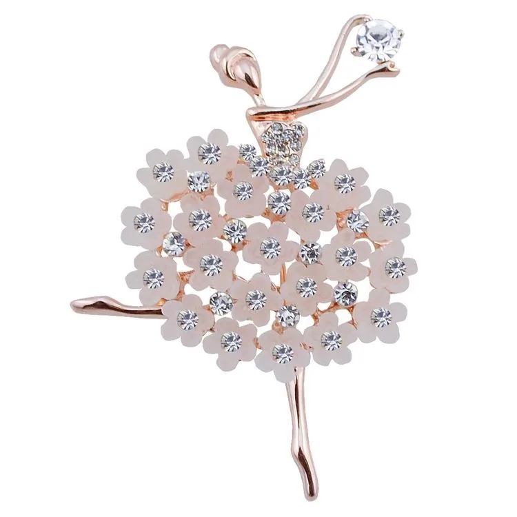 

Hot Sales Luxury Diamond Dance Ballet Temperament Girl Necessary Pearl Brooch, Black/white/colorful